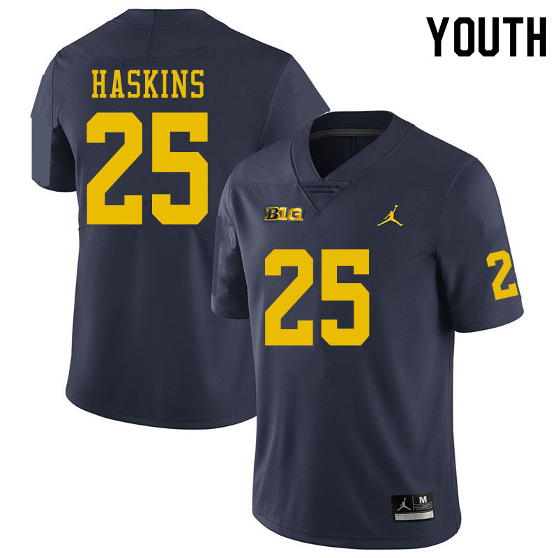 Youth #25 Hassan Haskins Michigan Wolverines College Football Jerseys Sale-Navy